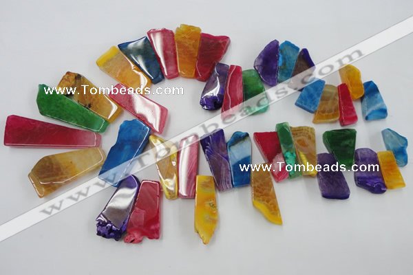 CAG5457 15.5 inches 12*25mm - 15*62mm freeform agate gemstone beads