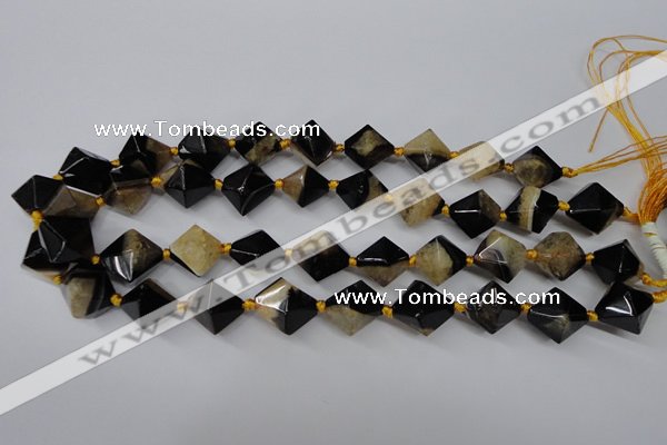 CAG5497 15.5 inches 18*18mm faceted bicone agate gemstone beads