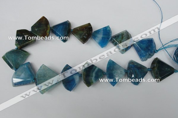 CAG5577 15 inches 22*32mm faceted triangle dragon veins agate beads