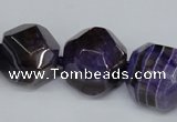 CAG5600 15 inches 24mm faceted nuggets agate gemstone beads