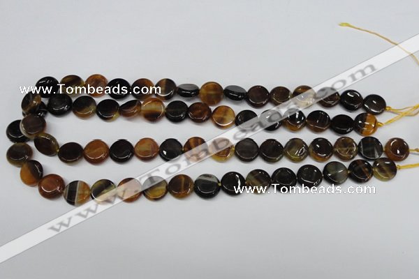 CAG5626 15 inches 12mm flat round dragon veins agate beads
