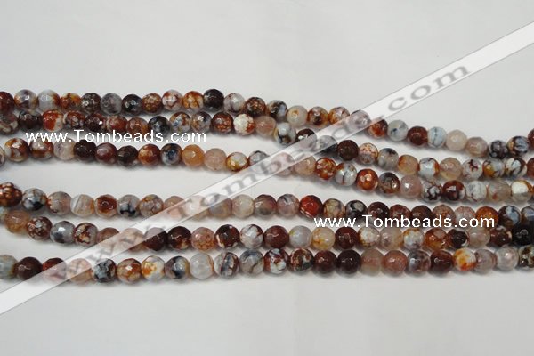CAG5667 15 inches 6mm faceted round fire crackle agate beads