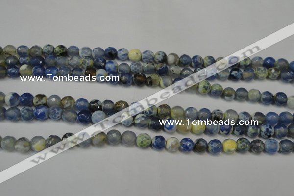 CAG5669 15 inches 6mm faceted round fire crackle agate beads