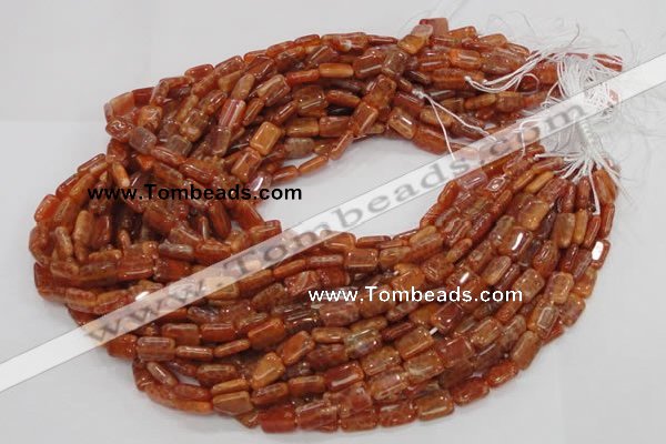 CAG568 15.5 inches 8*10mm rectangle natural fire agate beads