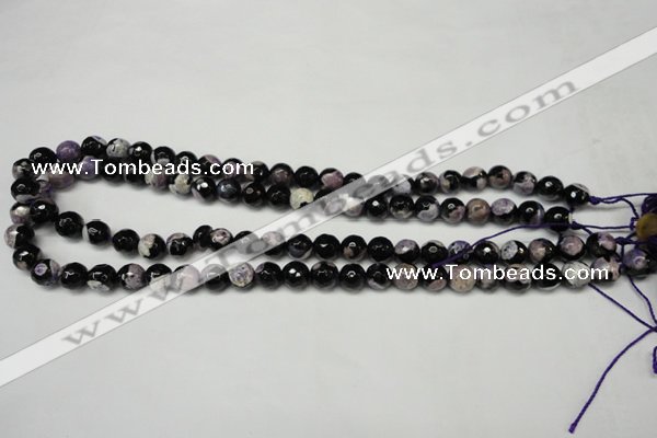 CAG5686 15 inches 8mm faceted round fire crackle agate beads