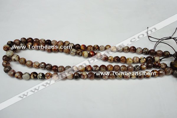 CAG5691 15 inches 8mm faceted round fire crackle agate beads
