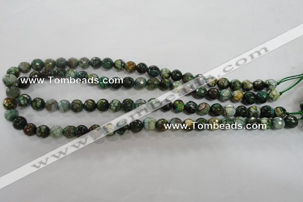 CAG5695 15 inches 8mm faceted round fire crackle agate beads