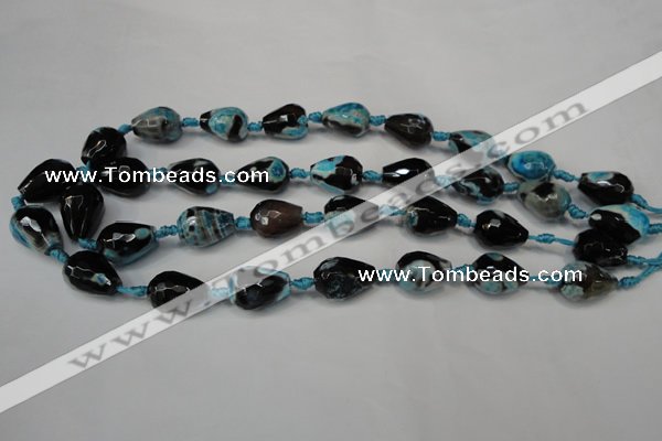 CAG5723 15 inches 12*16mm faceted teardrop fire crackle agate beads