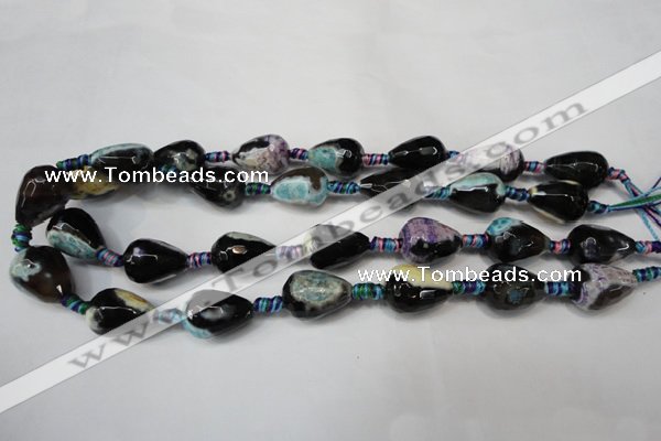 CAG5727 15 inches 13*18mm faceted teardrop fire crackle agate beads