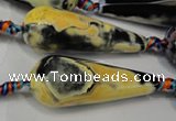 CAG5766 15 inches 15*40mm faceted teardrop fire crackle agate beads