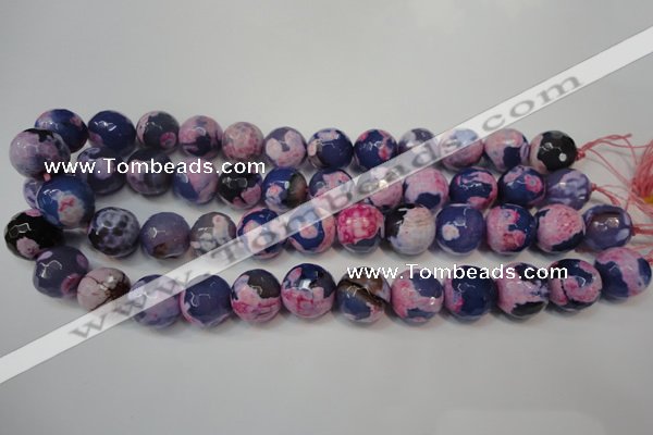 CAG5863 15 inches 16mm faceted round fire crackle agate beads