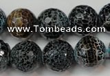 CAG5872 15 inches 16mm faceted round fire crackle agate beads