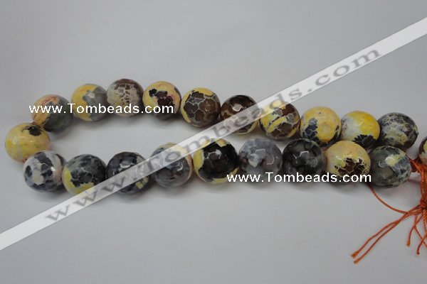 CAG5882 15 inches 20mm faceted round fire crackle agate beads
