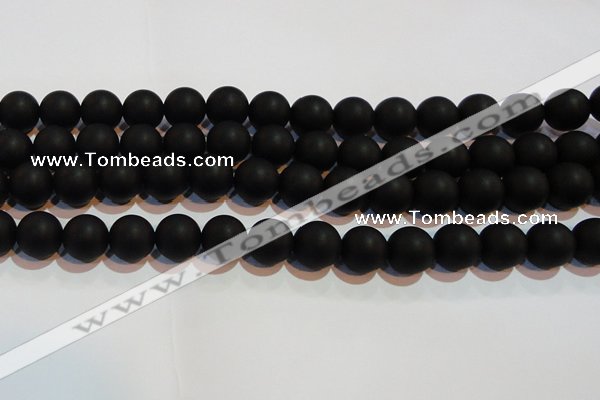 CAG6014 15.5 inches 12mm round matte black agate beads