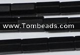CAG6035 15.5 inches 6*12mm faceted tube matte black agate beads