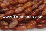 CAG604 15.5 inches 6*12mm rice natural fire agate beads wholesale