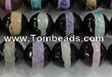 CAG6138 15 inches 14mm faceted round tibetan agate gemstone beads