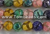 CAG6141 15 inches 10mm faceted round tibetan agate gemstone beads