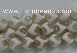 CAG6175 15 inches 8mm faceted round tibetan agate gemstone beads