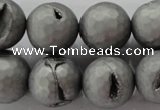 CAG6237 15 inches 18mm faceted round plated druzy agate beads