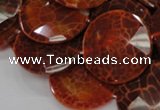 CAG641 15.5 inches 35mm faceted coin natural fire agate beads
