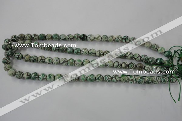 CAG6410 15 inches 10mm faceted round tibetan agate gemstone beads