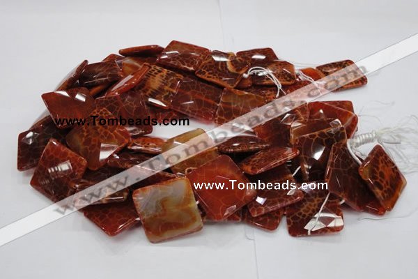 CAG652 15.5 inches 30*30mm faceted square natural fire agate beads