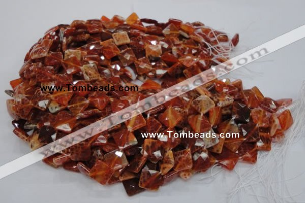 CAG654 15.5 inches 10*10mm faceted rhombic natural fire agate beads