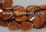 CAG673 15.5 inch 13*18mm faceted teardrop twisted natural fire agate beads