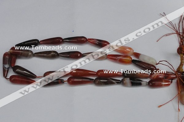CAG6893 15.5 inches 10*30mm faceted teardrop line agate beads