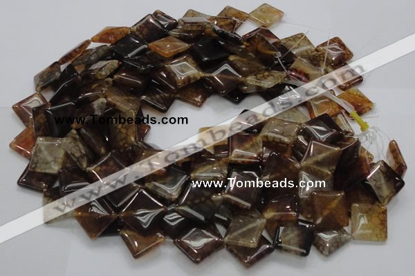 CAG691 15.5 inches 20*20mm rhombic dragon veins agate beads