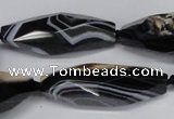 CAG6910 15.5 inches 13*40mm - 15*45mm faceted rice line agate beads