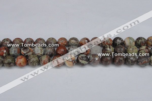 CAG7015 15.5 inches 14mm faceted round ocean agate gemstone beads