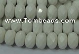 CAG715 15.5 inches 6*10mm faceted rondelle white agate gemstone beads