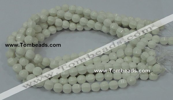 CAG717 15.5 inches 10mm pumpkin shape white agate gemstone beads