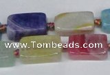 CAG7370 15.5 inches 10*15mm - 10*20mm cuboid dragon veins agate beads