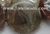 CAG782 15.5 inches 50mm flat round yellow agate gemstone beads