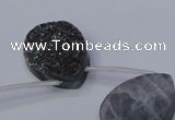CAG7983 Top drilled 22*30mm flat teardrop plated white druzy agate beads