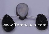 CAG8107 Top drilled 10*14mm teardrop black plated druzy agate beads