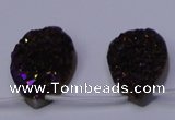 CAG8115 Top drilled 12*16mm teardrop purple plated druzy agate beads