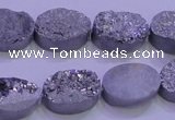 CAG8172 7.5 inches 13*18mm oval silver plated druzy agate beads