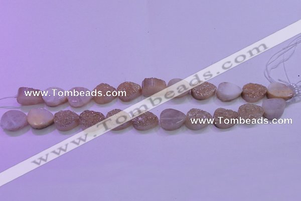CAG8301 7.5 inches 15*20mm teardrop champagne plated druzy agate beads
