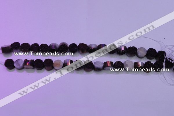 CAG8335 7.5 inches 10mm coin purple plated druzy agate beads