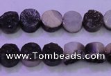 CAG8337 7.5 inches 10mm coin black plated druzy agate beads