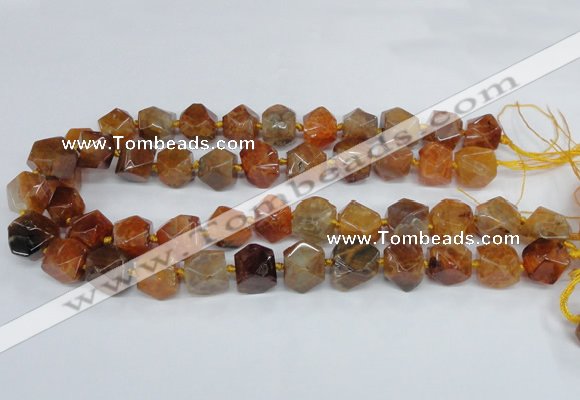 CAG8553 12*14mm - 14*15mm faceted nuggets dragon veins agate beads