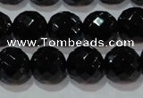CAG8614 15.5 inches 14mm faceted round black agate gemstone beads