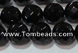 CAG8615 15.5 inches 16mm faceted round black agate gemstone beads