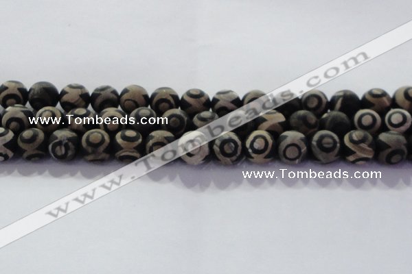 CAG8703 15.5 inches 12mm round matte tibetan agate gemstone beads