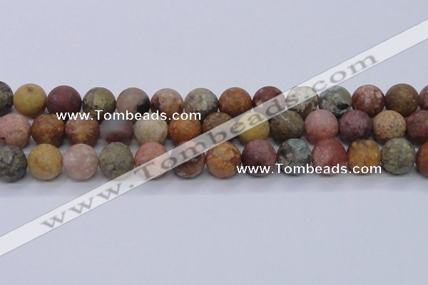 CAG8750 15.5 inches 14mm round matte rainbow agate beads