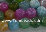 CAG8957 15.5 inches 10mm faceted round fire crackle agate beads